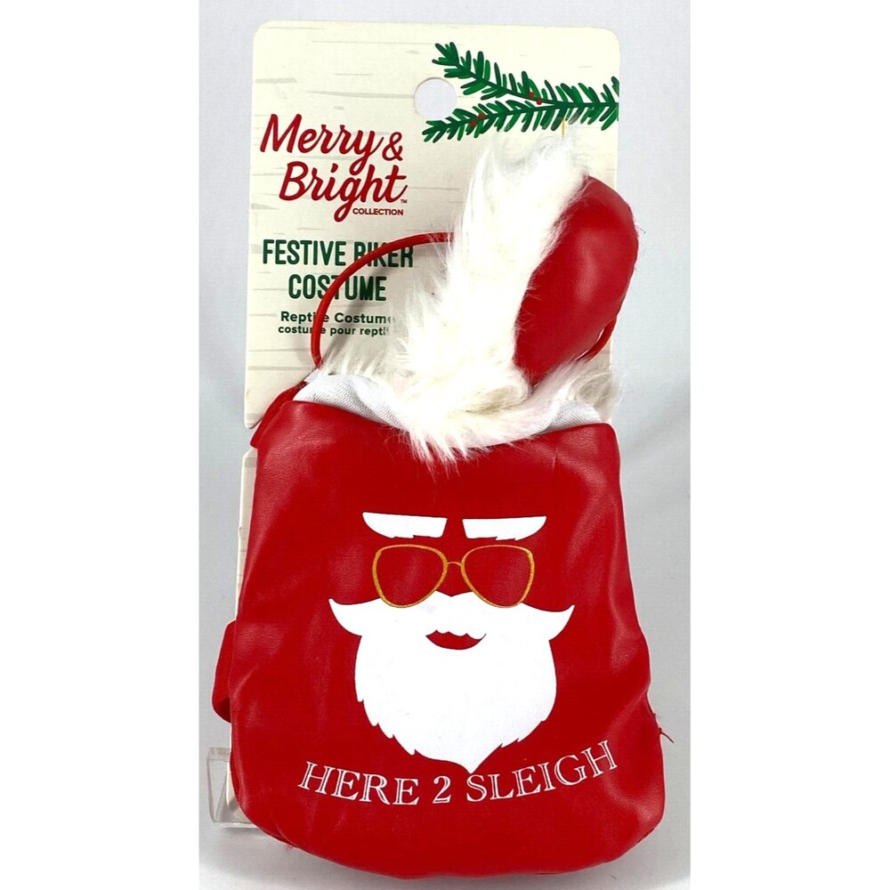 Festive Santa Biker Reptile Costume Bearded Dragon/Reptile Merry & Bright